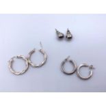 3x pairs of silver earrings, weight total 12.6g