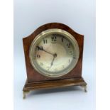 A & J Bell Leeds Art Deco (C.1925) walnut cased bracket clock, recently overhauled Good working