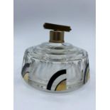 Large art deco scent container minus puffer, 10cm high 13cm diameter (base)