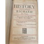 Leatherbound 1646 edition of "The Life & Reign of Richard III" printed by W.Wilson.