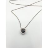 18CT WHITE GOLD BLACK AND WHITE DIAMOND PENDANT WITH CHAIN, WEIGHT 4.6G AND 38CM LENGTH