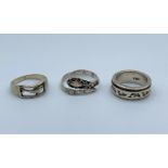 3x silver rings (1 serpent and 2x dolphin rings), weight total 14.3g