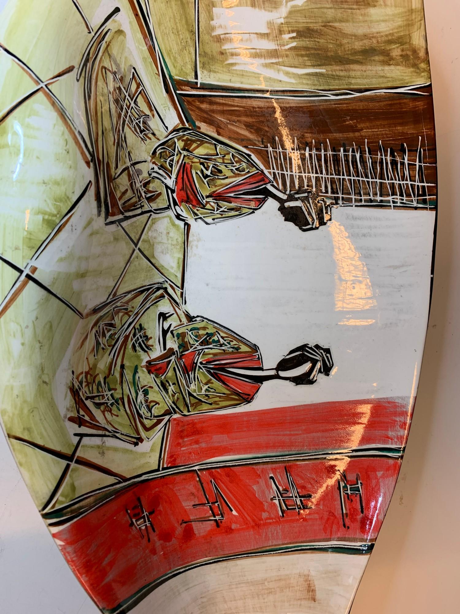 Italian ceramic 1950s style hand painted with the Japanese influence. Signed by Donatella - Image 4 of 7