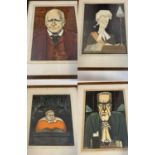 Set of 4 framed Legal themed drawings Law Journal by Kapp (height 40cm, length 32cm) (4)