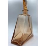 Beautifully shaped pink glass art deco scent bottle 26cm high 16cm wide at base
