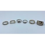 Assortment of 6 silver rings, weight total 27.21g