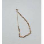 9ct yellow gold dainty bracelet, weight 3g and 16cm long