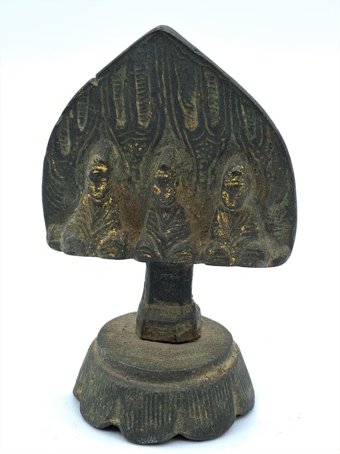 Religious bronze decoration of 3 Gods believed to be 16th century. - Image 6 of 6