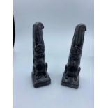 Pair of Native Canadian bookends in the form of Totem Poles. A Wolf original 19cm in height
