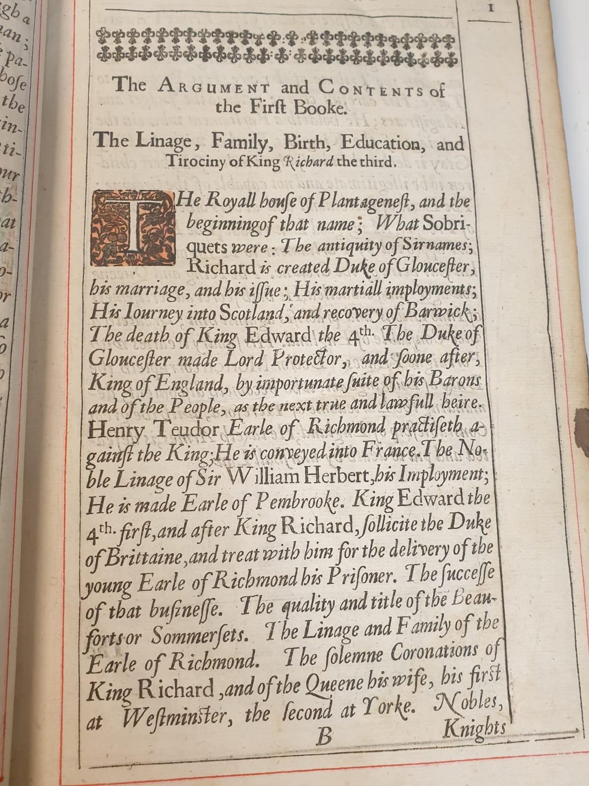 Leatherbound 1646 edition of "The Life & Reign of Richard III" printed by W.Wilson. - Image 8 of 18