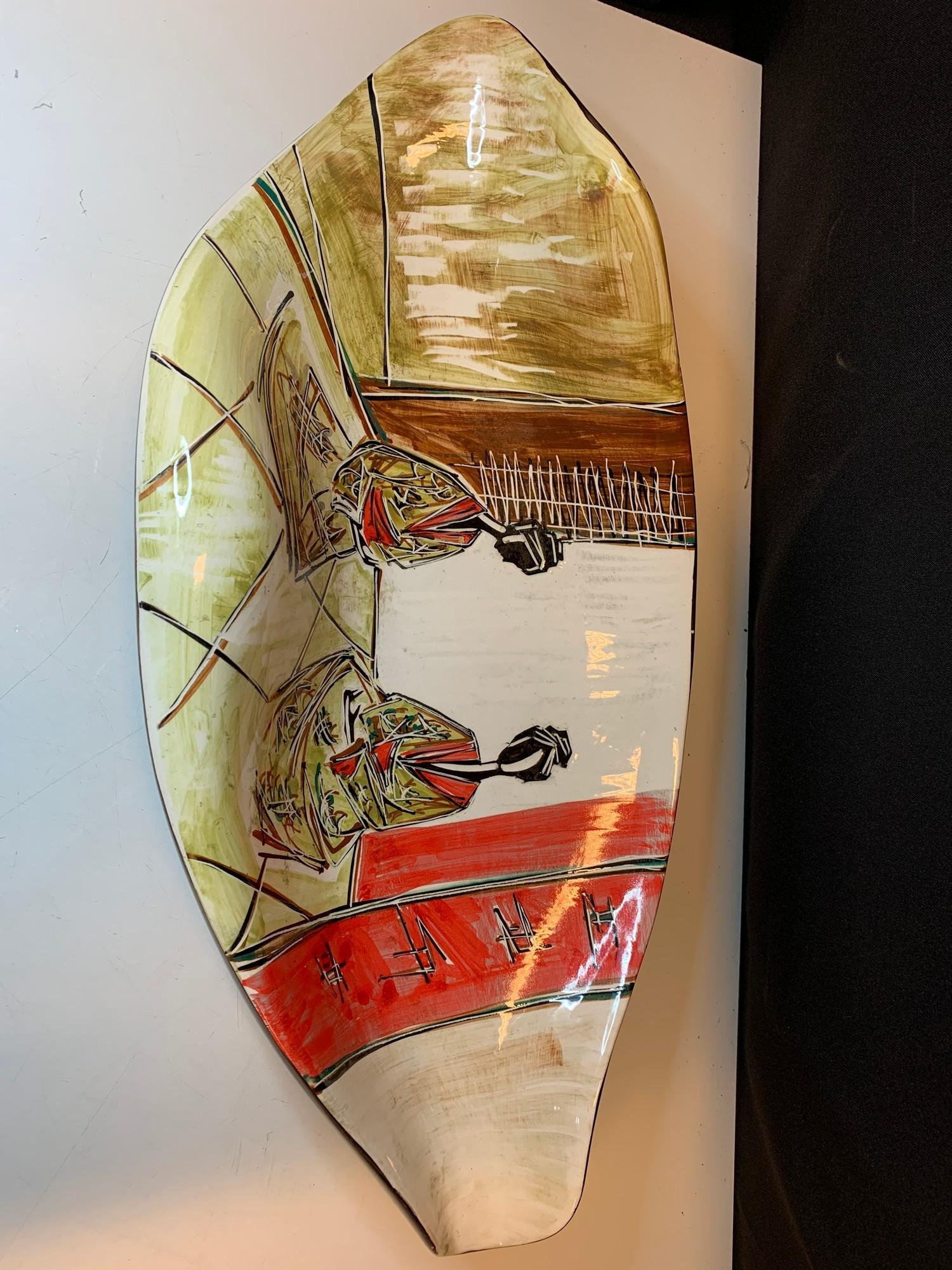 Italian ceramic 1950s style hand painted with the Japanese influence. Signed by Donatella - Image 2 of 7