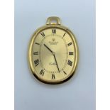18ct gold Rolex Geneva pocket watch.This watch is the Cellini model with an oval face and Roman