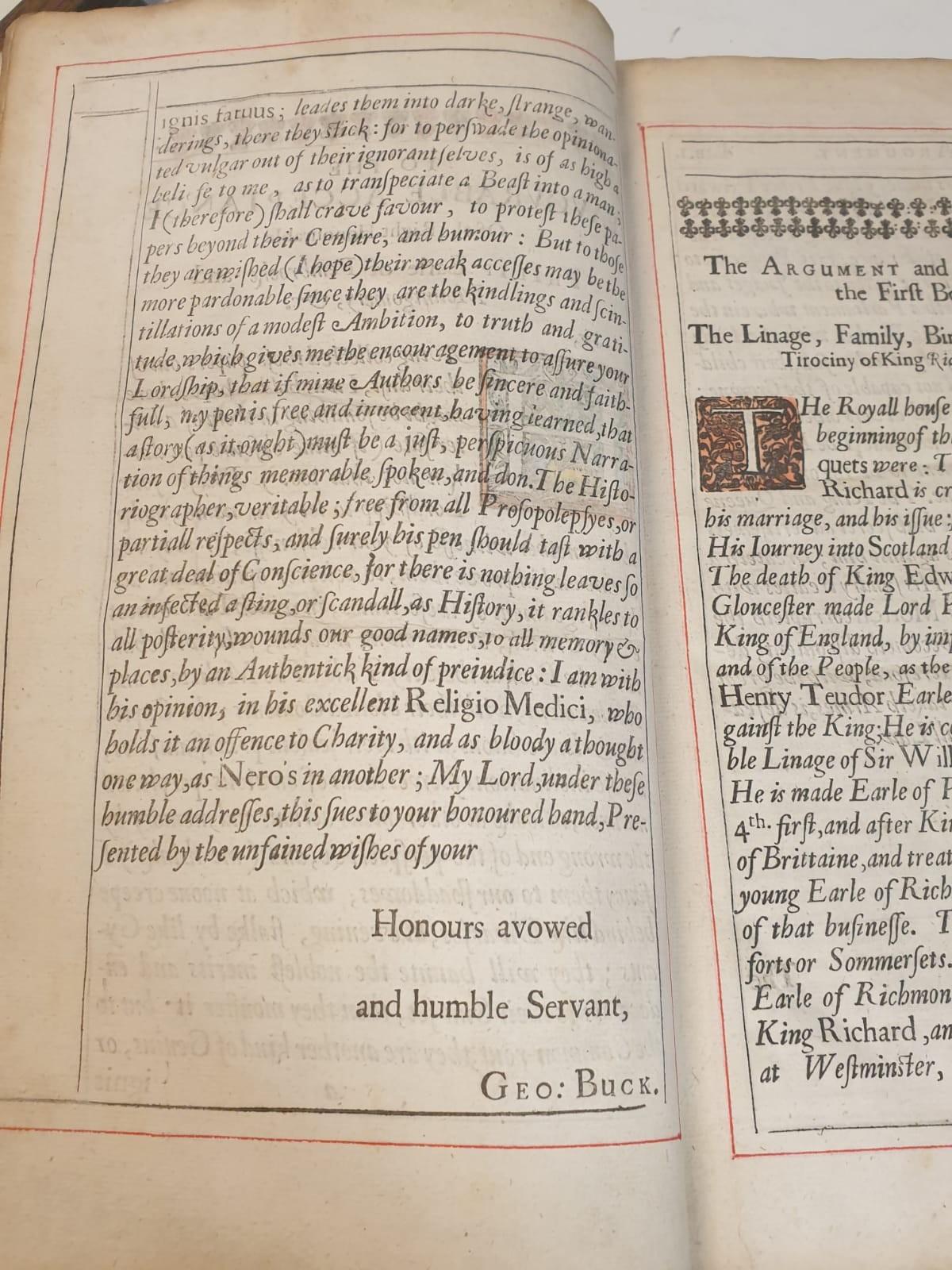 Leatherbound 1646 edition of "The Life & Reign of Richard III" printed by W.Wilson. - Image 7 of 18