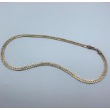 Silver flat link necklace which is 40cms long and weighs 24g.