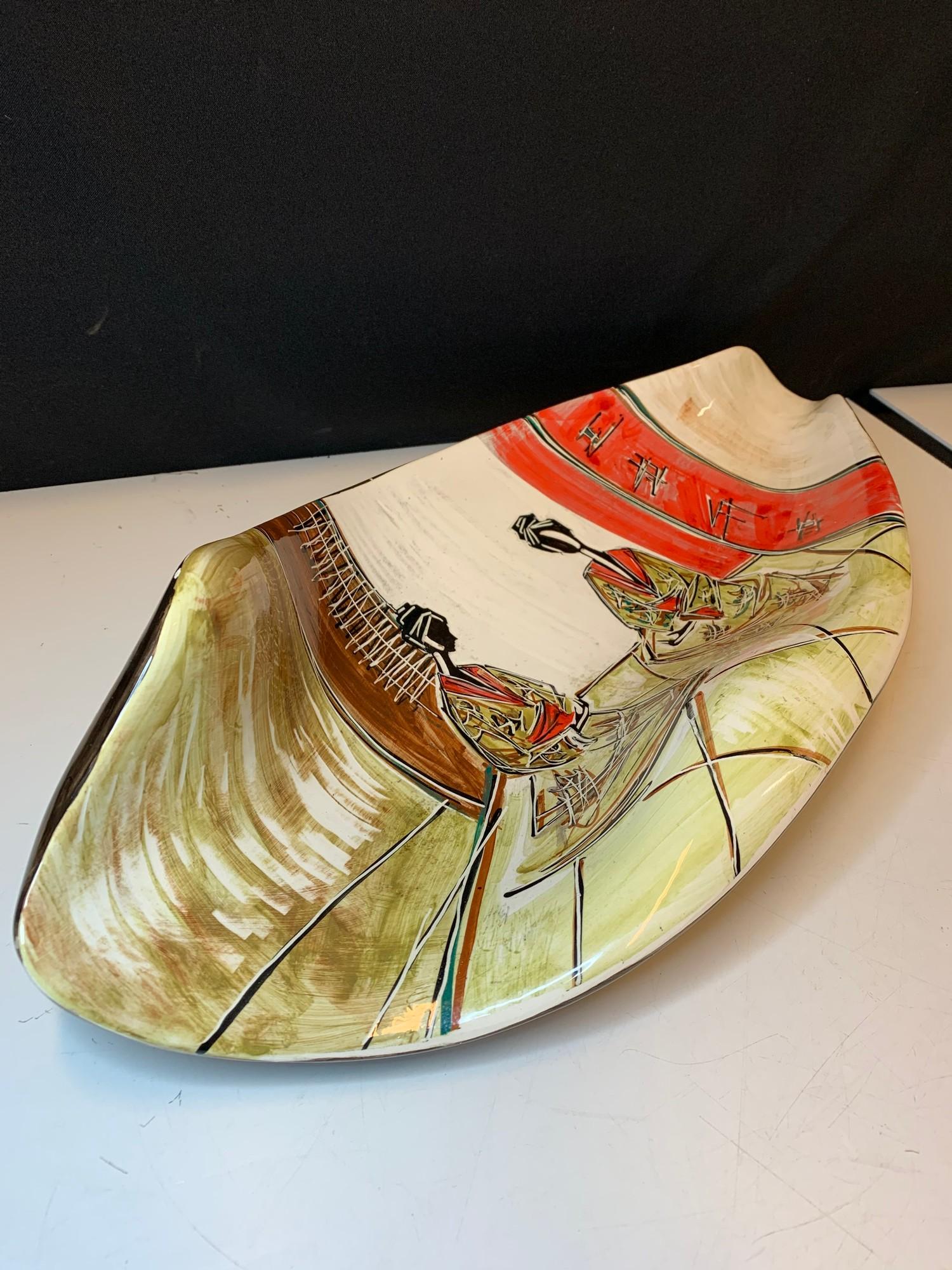 Italian ceramic 1950s style hand painted with the Japanese influence. Signed by Donatella - Image 5 of 7