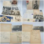 18 assorted photos and postcards from Germany in the 1930s to include rare Hitler birthday stamp.