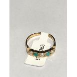 9k gold ring with pearls and turquoise beads, weight 1.75g and size K1/2 ECN 365