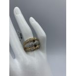 18ct yellow gold 3 row diamond band ring 15.2g approx 1.25ct, size P