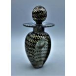 Art deco perfume collared bottle with intricate design, at 15cms high.