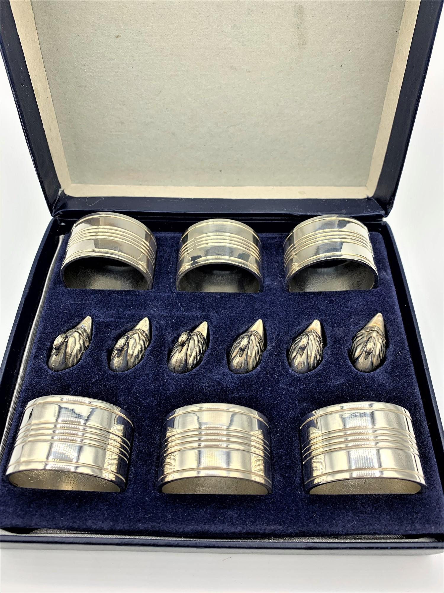 Boxed set of 6 serviette rings, with place setting swans & cards.