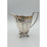 Vintage Silver creamer Jug. Engraved patterned border to upper with blank cartouches to sides ,4 x