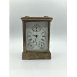 Beautiful decorated 8 day clock with hand painted porcelain panels to both sides, top glass loose, 4