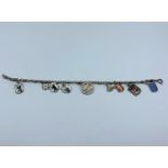 Mini silver charm bracelet 1950s/60s, which weighs 12.2g and is 18cms long.