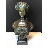 Clodion (Claude Michel) bronze bust circa 1800, with the weight of 14.6kg.