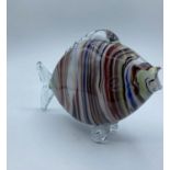 A Murano glass multicoloured fish shaped ornament. With a height at 13cm and a 20cm width.