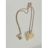 18k yellow gold HEART pendant with 0.85ct diamonds with 18k gold chain, approx 16" long (ECN650)