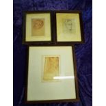 3x Sir William Rothenstein prints Elgar, Holst & John Masefield Signed with dedications in pen Small