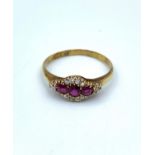 18ct yellow gold antique blood ruby and diamond ring