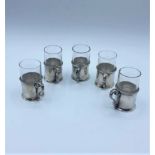 5x silver and glass toasting or shot glasses 1909 (5)