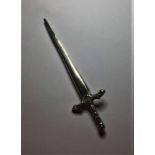 Vintage Scottish silver kilt pin in the form of a broad sword, good clear hallmark showing Robert