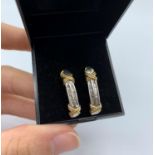 14ct white and yellow gold earrings with 0.5ct diamond inset, weight 4.2g