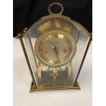 Schatz Sohne #59 German 8-Day Brass Skeleton Carriage Clock. With floral numeral dial, open