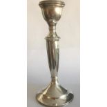 Antique silver candlestick with good hallmark showing Birmingham 1946, filled and 22cm tall