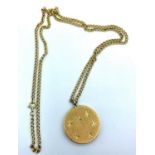 1960's 9ct gold large locket with 9ct chain, weight approx 29.4g and 76cm long chain