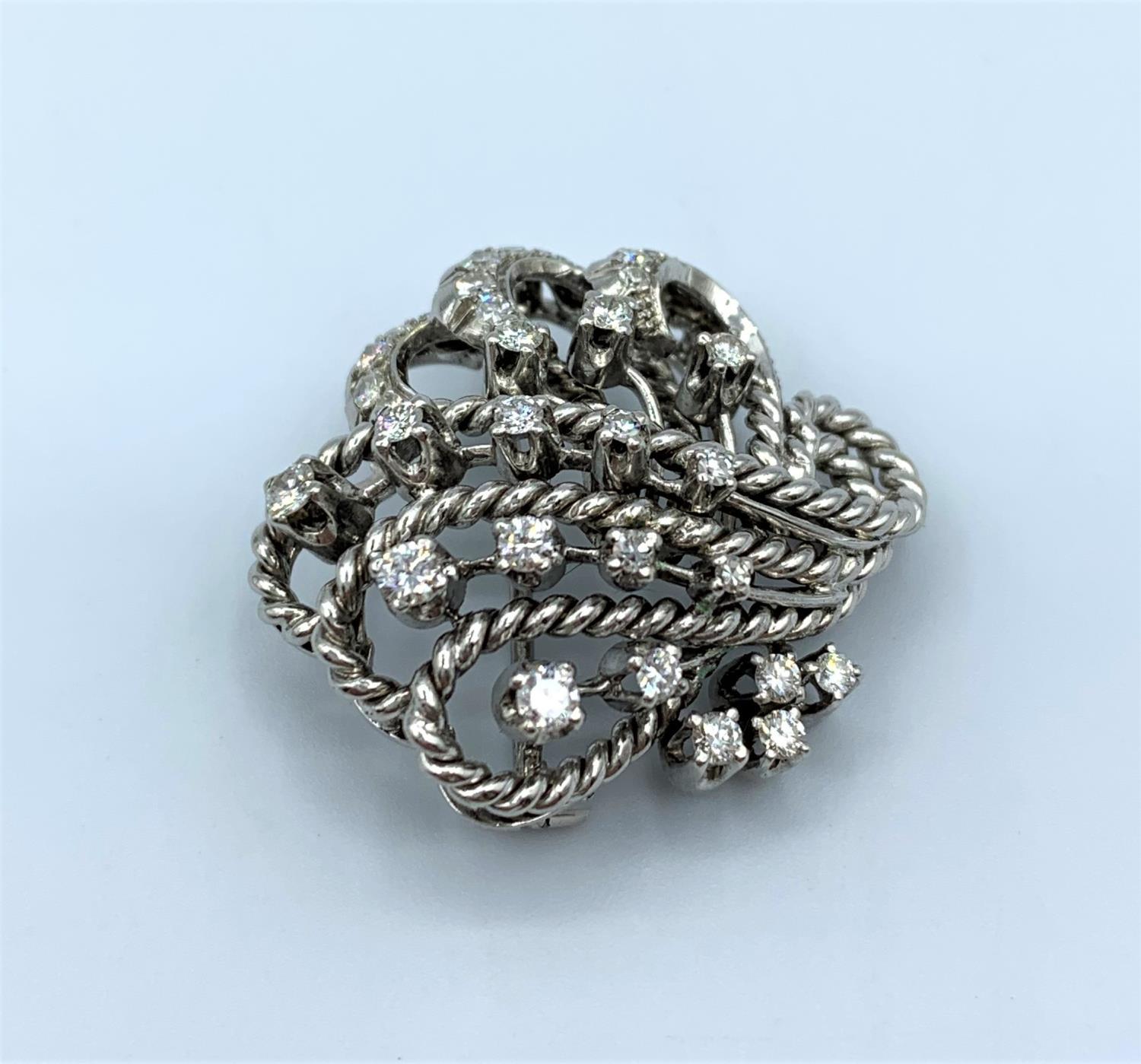 Platinum and diamond brooch, weight 12.6g - Image 3 of 14