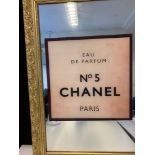 Chanel No.5 gilded frame advertising display mirror, size 56cm x 83cm.