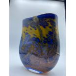 Mtarfa hand blown studio art glass vase with signature size 15cm H x 12cm W