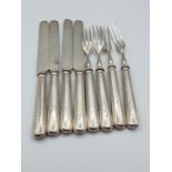 Antique silver fruit knives and forks. 4x matching knives 4x matching forks (8 pieces) All handles