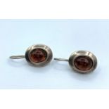 Pair of vintage silver earrings with amber stones, weight 4.1g