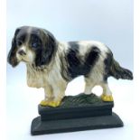 Spaniel dog cast iron painted dog door stop.