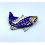 Vintage silver and enamel fish brooch, weight 5.9g and 4.5cm long