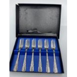 Boxed set of 6 silver plated patisserie forks