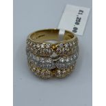 18ct yellow gold 3 row diamond band ring 15.2g approx 1.25ct, size P