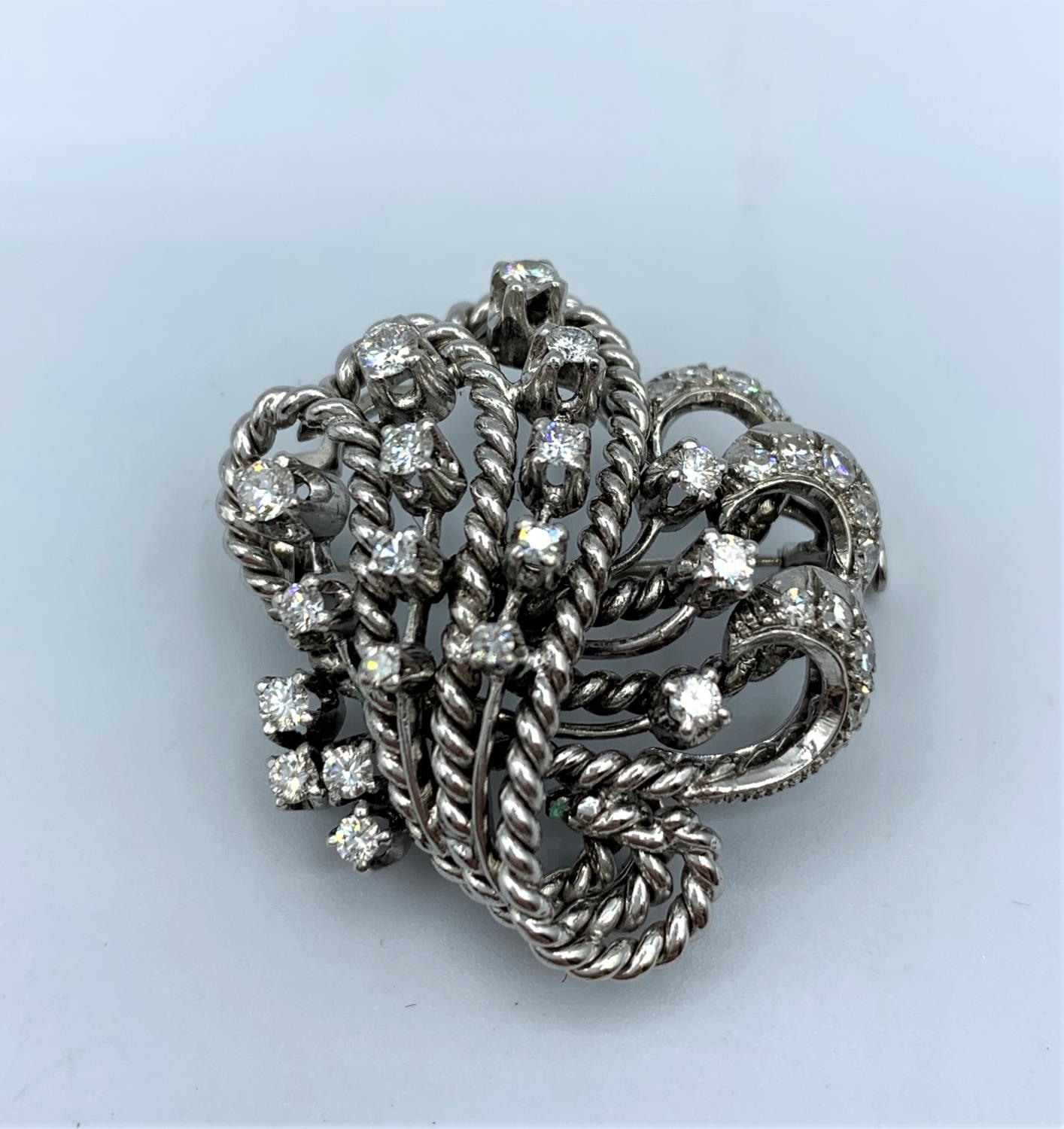 Platinum and diamond brooch, weight 12.6g - Image 6 of 14