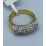 18ct yellow gold diamond set barrel ring 8g approx 1ct, size N