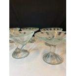 set of 6 stylish 1920s Art Deco style glass dessert or coupe dishes.